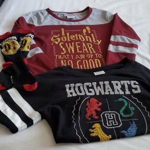 Harry potter bundle socks and two long sleeve tops